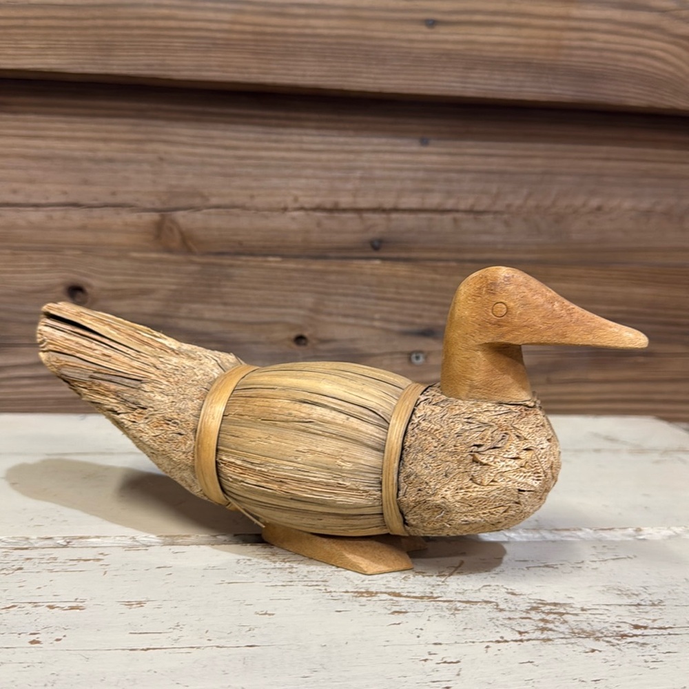 Handmade Straw Husk, Reed, and Wood Duck